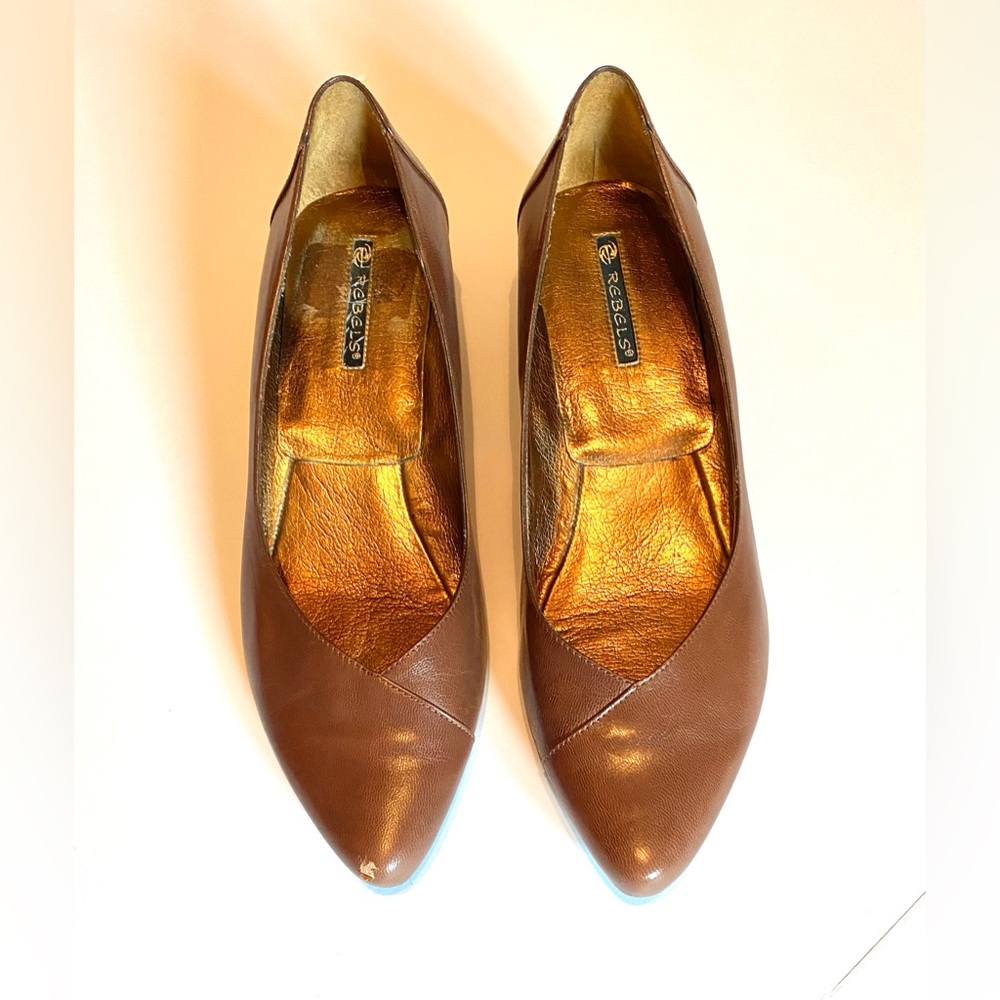 Rebels Brown Low Heel Closed Toe Dress Shoe, All Day Comfort, Size 9.5
